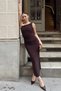 Brown Asymmetrical Collar Thick Straps Draped Buckle Detail Women's Sandy Dress - 4