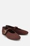 Women's brown Suede gold Buckled striped Ballet Flats - 2