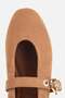 Women's Taba Suede Gold Buckled Bands Ballet Flats - 5