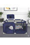 Square Shape Kids Playpen with Side Gate Navy Blue