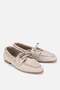 Women's Beige Suede Lace-Up Loafer with Stitching Detail - 2
