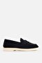 Women's black suede tasseled casual loafers