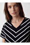 Nevavm with Difference V-Neck Striped Women's T-Shirt - 3