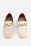 Women's beige Suede gold Accessory Detail Loafers - 6