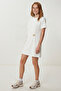 Accessory Detailed Modal Dress Lnt0031 Ecru - 2