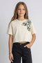 Girl's Floral Embroidery Motif Crop T-Shirt - 3