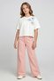 Girl's Floral Embroidery Motif Crop T-Shirt - 4