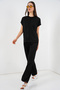 Women's Knitted Blouse Pants Two-Piece Set 30085 - Black - 3