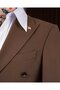 Slim Fit Men's Double-Breasted Pointed Lapel Jacket Pants Suit Light Coffee T20097-31 - 3