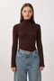 Turtleneck Viscose Blouse Lrn0023 Brown