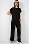 Women's Knitted Blouse Pants Two-Piece Set 30085 - Black
