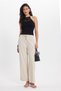 Women's slim fit sleeveless crew neck black blouse with lace-up back detail - 2