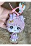 2 in 1 Cute Anime Girl Child Hanging Mirror Keychain Bag Accessory Ornament Pink - 2