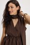 Women's Regular Cut Double Breasted Collar Halter Neck Detail Elastic Waist Sleeveless Brown Blouse Shirt - 4