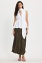 Women's Regular Cut Double Breasted Collar Halter Neck Detail Elastic Waist Sleeveless Ecru Blouse Shirt - 2