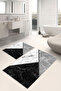 Modern Geometric Patterned Digital Print Pieces Washable 2 Pieces Bath Mat