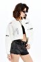 Women's Oversize Crop Coat – Biker Style Denim & Leather Combination Street Style Casual Jacket