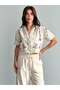 Embroidery Detailed Bohemian Beige Blouse and Pants Washed Linen Set - 2