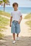 Boy's Blue Jean Capri Shorts Elastic Waist Summer Denim Capri - 4