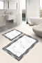 Framed Modern Patterned Digital Print Pcs Washable 2Pcs Bath Mat
