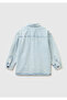 Boys' Ice Blue Logo Embroidered Two-Pocket Denim Shirt - 2