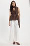 Women's Regular Cut Double Breasted Collar Halter Neck Detail Elastic Waist Sleeveless Brown Blouse Shirt - 3