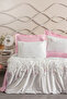 3D Embroidered Satin Double Duvet Cover Set Jolie Pink