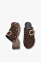 Nova Women's Genuine Leather Padded Slippers - Brown Suede - 4