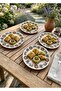 Modern Porcelain Spring Embroidery Pattern 4-Person 20 cm Cake and Serving Presentation Plates - 6
