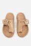 Women's nude Buckled flip-flops with thick sole Slipper - 7