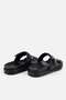 Women's Black Gold Buckled Strips Thick Sole Slipper - 4