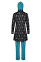 Anchor Patterned Half Zipper 4-Piece Set Hijab Swimsuit 2607-03 Black - 7