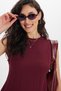 Women's Standard Fit Regular Cut Sleeveless Crew Neck Burgundy Knitwear Dress - 5