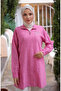 Stone Detailed Zippered Tunic 71245-05 Fuchsia - 5
