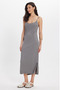 Women's Regular Fit Classic Cut Strappy Neckline Slit Detailed Gray Dress - 2