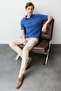 Men's Polo Neck T-Shirt Cobalt Blue - 5