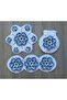 Handmade Floral Patterned Washcloth Set of 3 - Blue White