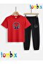 Headphone Visual Printed T-Shirt Trackpants (with Pocket) Top-Bottom Children's Set