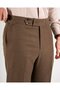 Slim Fit Bel Detailed Trousers Brown T14823 - 2