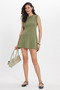 Women's Standard Fit Regular Cut Sleeveless Crew Neck Khaki Knitwear Dress - 7