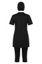 Atlas 3-Piece Asymmetrical Flounce Quick Dry Hijab Swimsuit Set 2611-01 Black - 2