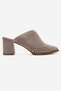 Toen Beige Suede Genuine Leather Women's Thick Heeled Slippers - 4