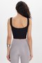 Women's Slim Fit Cotton Sleeveless Black Crop Tank Top with Straps - 6