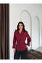 Women's Jacquard Fabric Striped Sleeve Scallop Detailed Back Tie Stylish Shirt - 5
