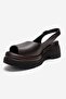 Laure Brown Genuine Leather Women's Wedge Sandals - 6