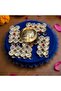 Crystal Swastik Brass Diya & Thali, Decorative Deepak Oil Lamp and Thali Gift Set - 8