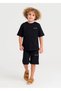Boys' Black "Everything Will Be Okay" Slogan Printed Cotton Shorts T-Shirt Set - 4