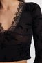 Women's Slim Fit Tight Fit V-Neck Long Sleeve Lace Detailed Black Blouse - 5