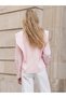 Pink Women's Shirt with Flounces on the Shoulders - 3