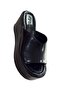 322186 Black Thick Sole Wedge Heel Patent Leather Slippers'Heel 8 cm' - 4